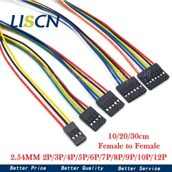 10-Pack 2.54mm Female-to-Female Dupont Jumper Wires - 3P (30cm)
