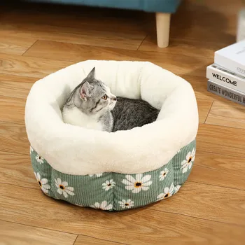 

Plush Kennel Dogs Pet Litter Mat Winter New Washable Flower Plush Kennel Dogs Pet Litter Deep Sleep Comfortable Cat dog Beds