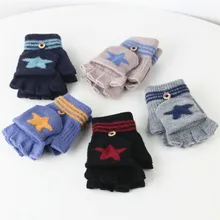 Новинка года; Лидер продаж; Детские Зимние теплые вязаные перчатки с откидывающейся крышкой; перчатки без пальцев для малышей