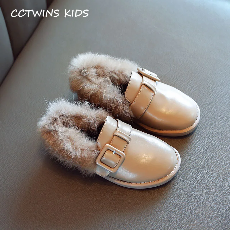 Thin Beige CCTWINS/детская обувь; коллекция года; зимняя детская теплая обувь из искусственной кожи; Брендовая детская обувь без застежки; модные Лоферы для девочек; Цвет Черный; LM2083 - Цвет: Thin Beige