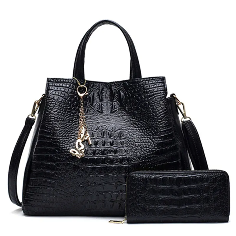 Модные большие сумки на плечо из искусственной кожи, Брендовая женская сумка, высокое качество, женские сумки, сумка-тоут, женские кошельки и сумочки - Цвет: Black