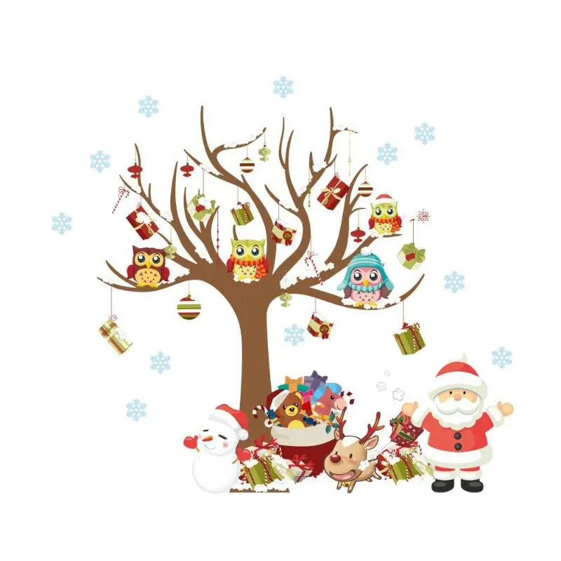 

DIY Christmas Wall Sticker Living Room Decal Window Showcase Glass Santa Murals New Year Christmas Home Decorations