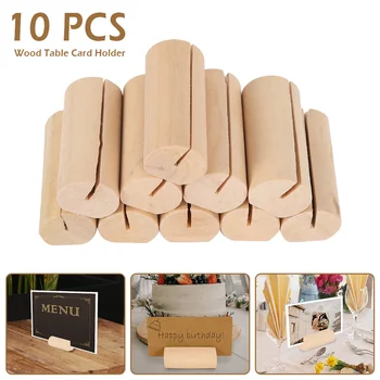 

Natural Wood Memo Clips Photo Holder Clamps Stand Card Desktop Message Crafts Numbers Holder Wedding Decoration