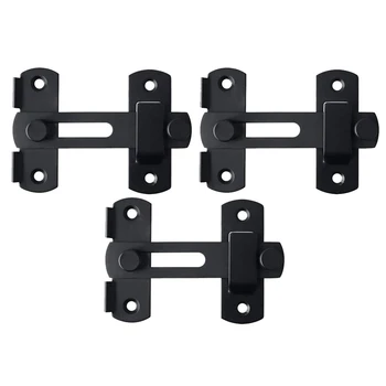 

HOT Set of 3,Black Flip Latch Gate Latches Stainless Steel Sliding Safety Door Bolt Latch Lock for Gate Cabinet