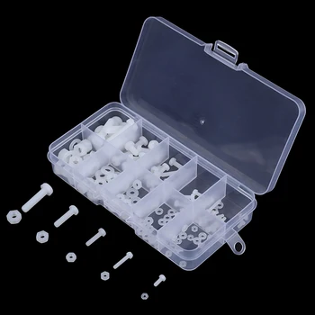 

150Pcs/lot M2 M2.5 M3 M4 M5 White Nylon Hex Screw Bolt Nut Washer Assortment Kit