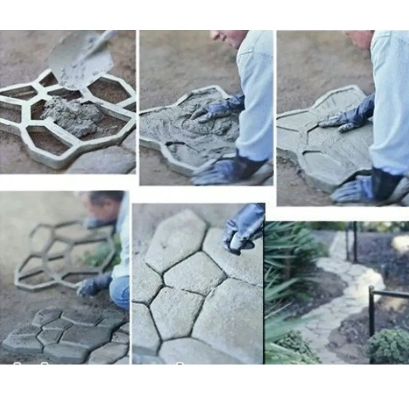 

Path Maker Mold Paving Garden Mold 40*40*4cm Reusable Design Paver Molds Men Black Pathways Outdoor Mould Walk Concrete