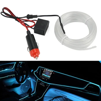 

Ice blue 5M 2M 12V LED Car Auto Interior Decorative Atmosphere Wire Strip Light Lamp Universal Universal for auto with 12V DC