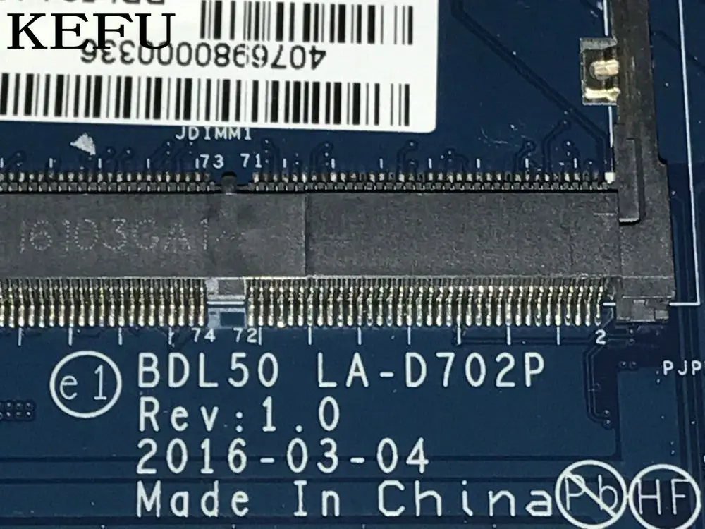  KEFU STOCK 100%  BLD50 LA-D702P For HP 15-AY LAPTOP MOTHERBOARD ONBOARD PROCESSOR N3710 (qualified 