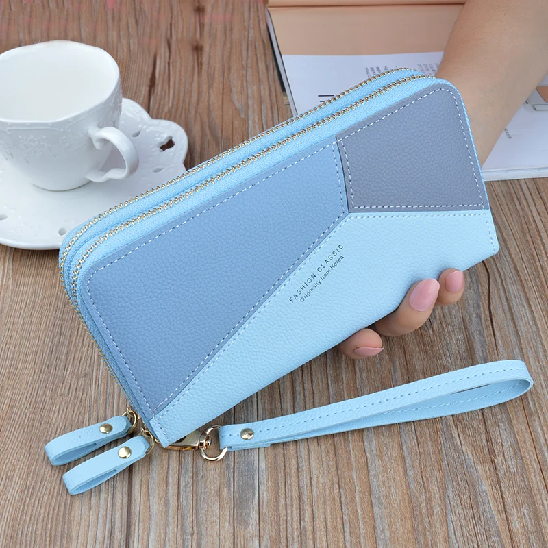 blue MoneRffi, новинка, женские кошельки, кредитный кошелек, женский роскошный брендовый клатч из искусственной кожи, зажим для денег, длинный женский кошелек для монет - Цвет: blue