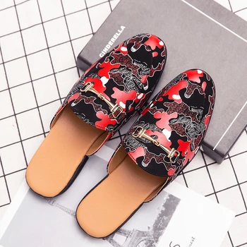 

Summer 2020 Half Drag Casual Men Shoes Silver Red Camo Adult Casual Shoes Comfortable Man Half slippers Luxury Brand Mens Shoe