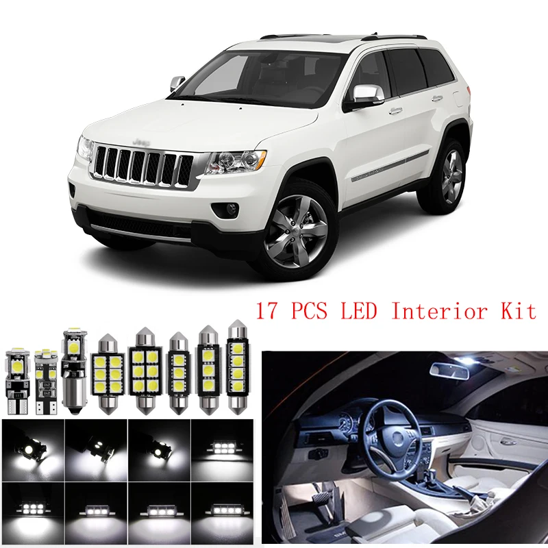 17 шт. белые Автомобильные светодиодные лампы Canbus посылка Jeep Grand Cherokee 2011-2015 года