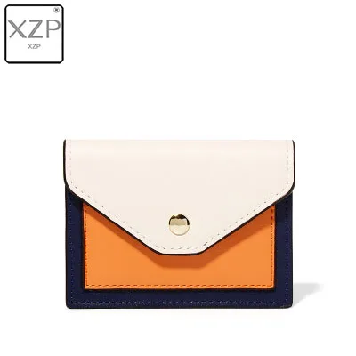 XZP, винтажный короткий женский кошелек для монет из искусственной кожи, корейский кошелек с пряжкой, многофункциональная посылка для карт, мини кошелек - Цвет: Темно-синий
