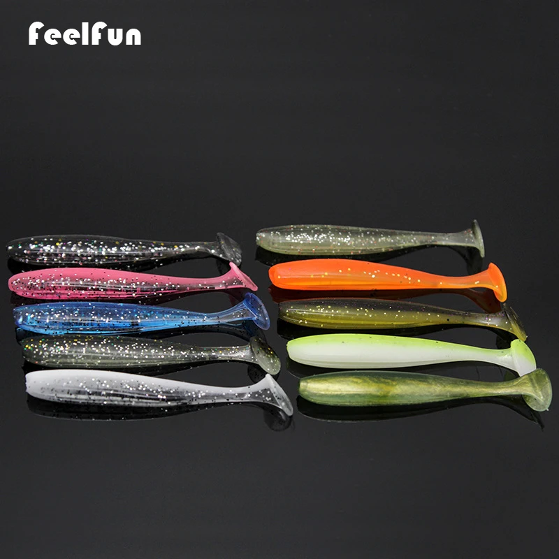 

FeelFun 10Pcs/lot Wobbler Fishing Lure 70mm 2g Easy Shiner Jig Swimbait Artificial Double Color Silicone Soft Bait Carp Lures