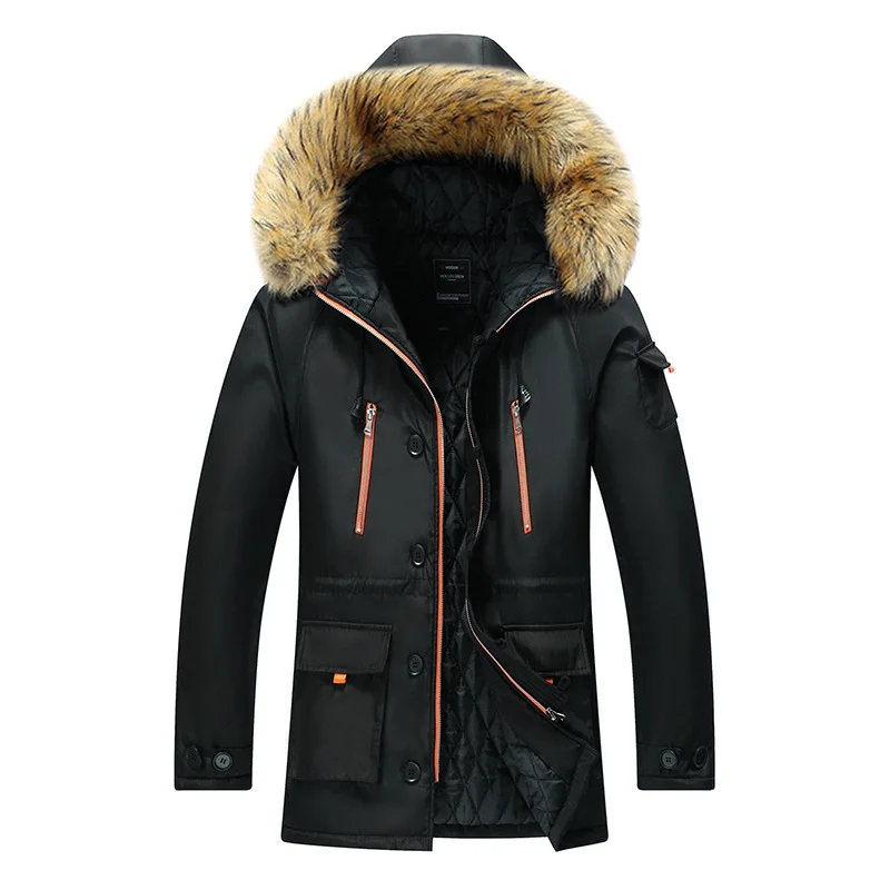 Новинка года; водонепроницаемый съемный меховой воротник; Veste Homme Hiver - Цвет: Черный