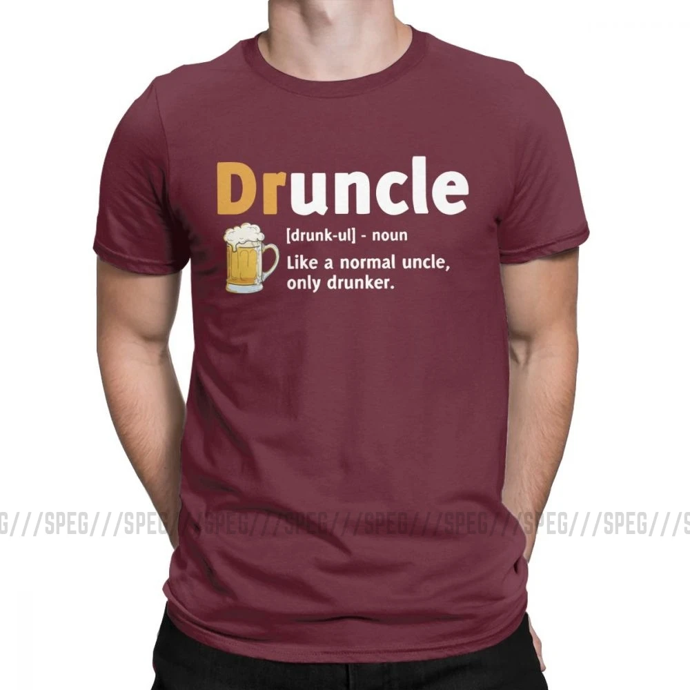 Druncle Drunkle Drunk Beer забавная футболка для мужчин с короткими рукавами, подарок для лучшего дяди, топы размера плюс, футболки, хлопковая футболка - Color: Burgundy