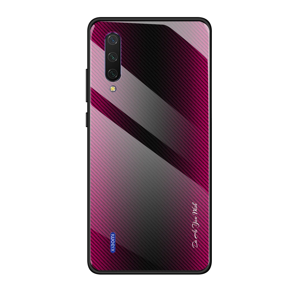 Pink Чехол из закаленного стекла для Xiaomi mi 9SE 9X CC9 CC9E 9 Explorer A3 чехол TPU Edge бампер противоударный Роскошный чехол для mi 9 задняя крышка - Цвет: Pink