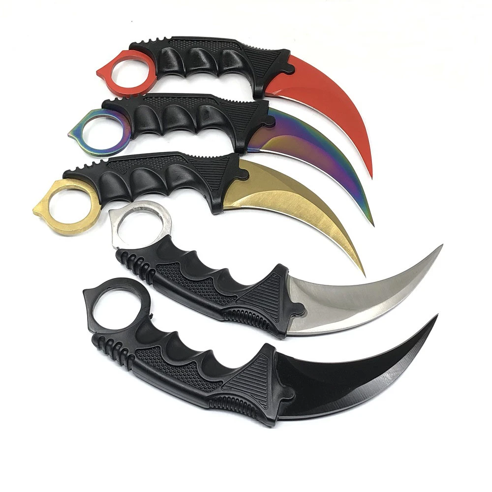 Cs Go Karambit Knife With Sheath Fixed Blade Claw Knives Training