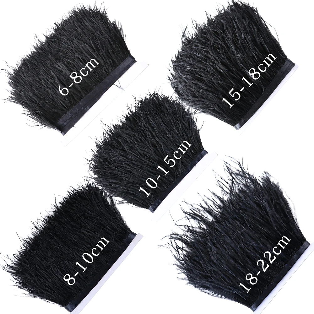 Customized Soft Fluffy Ostrich Feather Trim Ribbon Natural Black