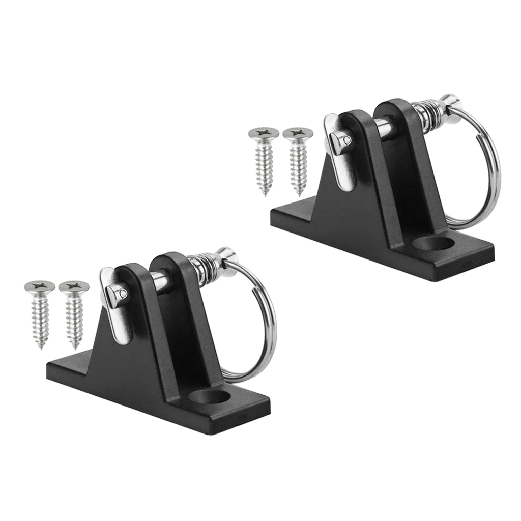 2pcs Black Universal Boat Bimini Top Deck Hinges with Removable Pin