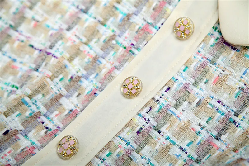 Новое Брендовое модное дизайнерское подиумное осеннее платье для женщин Vestidos Питер Пэн воротник шифон пэчворк твидовый в клетку шерстяные платья