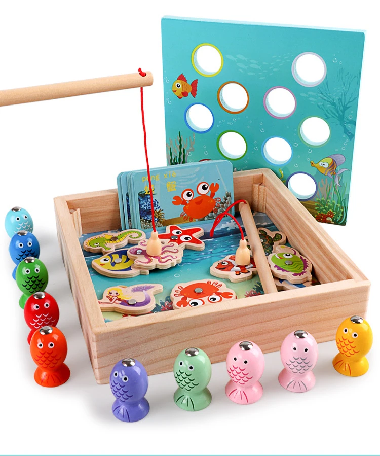 Монтессори, Детские деревянные игрушки, магнитные игры, рыболовная игрушка, игра для детей, 3D Рыба, детские развивающие игрушки, забавные подарки для мальчиков и девочек