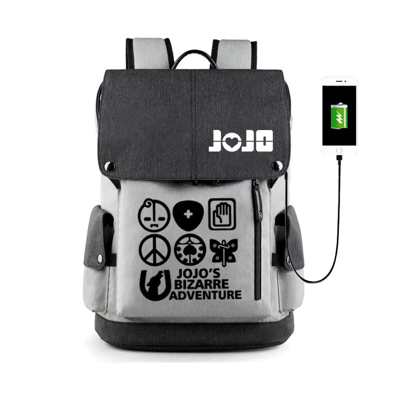 Аниме JOJO причудливый Adventrue рюкзак сумки shudent школьный нейлон путешествия USB сумка для ноутбука - Цвет: 16