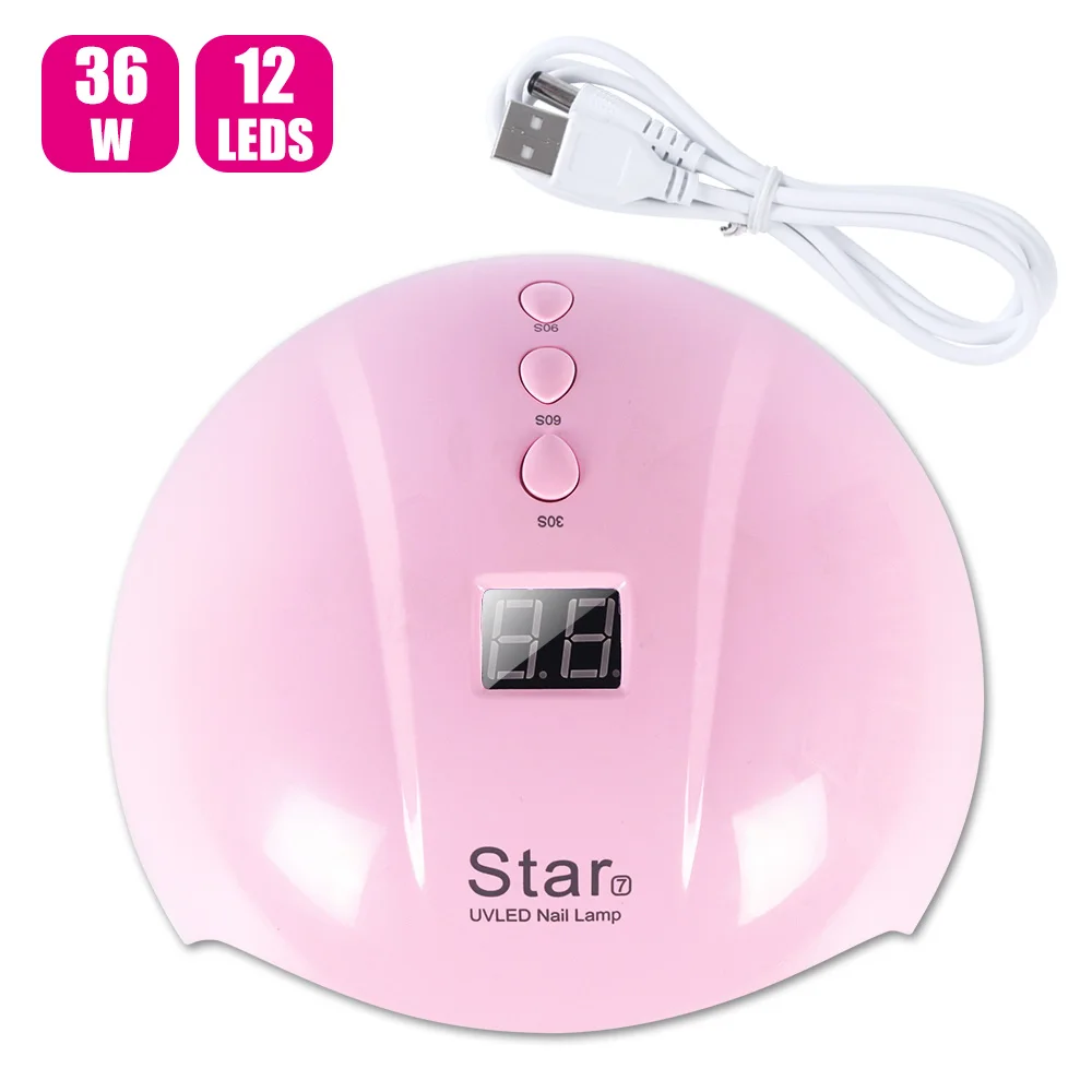 Star7 Pink Сушилка для ногтей 36 Вт/45 Вт УФ светодиодный светильник для ногтей 12 Светодиодный s для отверждения всех гелей лак для ногтей маникюрный салон Инструменты для дизайна ногтей - Цвет: Star7 Pink
