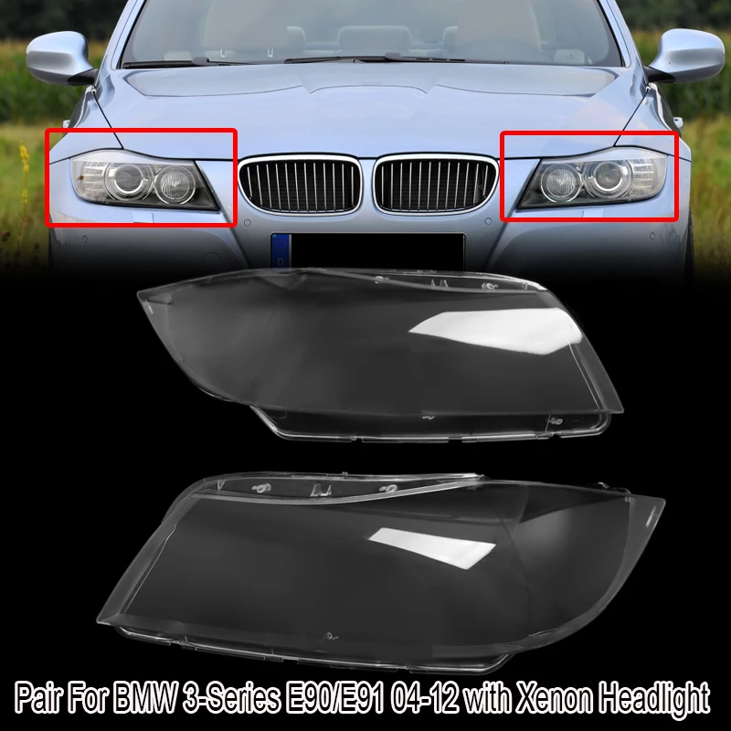 

MagicKit Headlight Cover Shell Xenon Headlight Glass Lens Automobiles Headlamp Lense Kit Fit for BMW 3Ser E90 E91 Touring 05-12