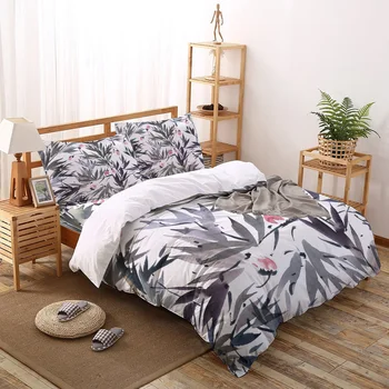 

Bamboo Ink Painting Printed Duvet Cover Set 4 Piece Bedding Set Home Textile Customizable