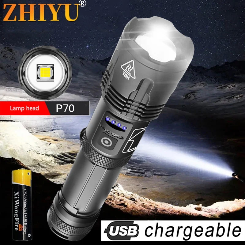 Фонарик XHP70 4 ядра светодиодный с возможностью масштабирования зарядкой от Usb
