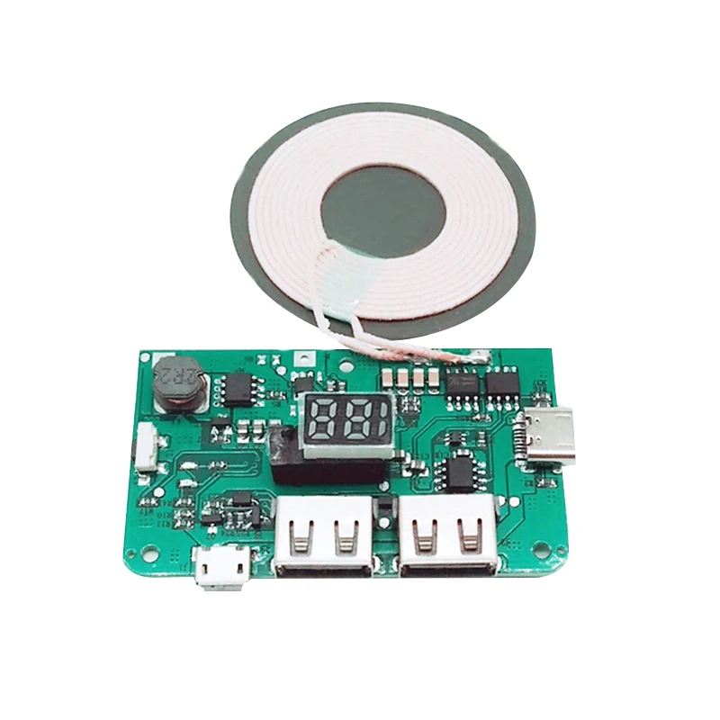 

5V2.1A DIY Qi Wireless Charger PCBA Circuit Board Power Bank Circuit Module Coil Wireless Charging For Micro Type-C USB Port