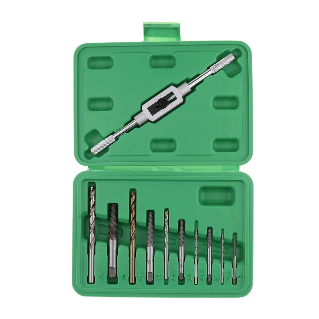11 PCS Stainless Steel Fishing Tackle Boxes Damaged Broken Screw Extractor Drill Bit Bolt Stud Remover Tool Kit Set