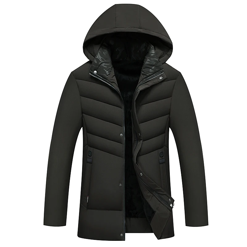 HCXY Men's Winter Jackets middle-aged plus velvet padded cotton hooded casual warm Coat Man