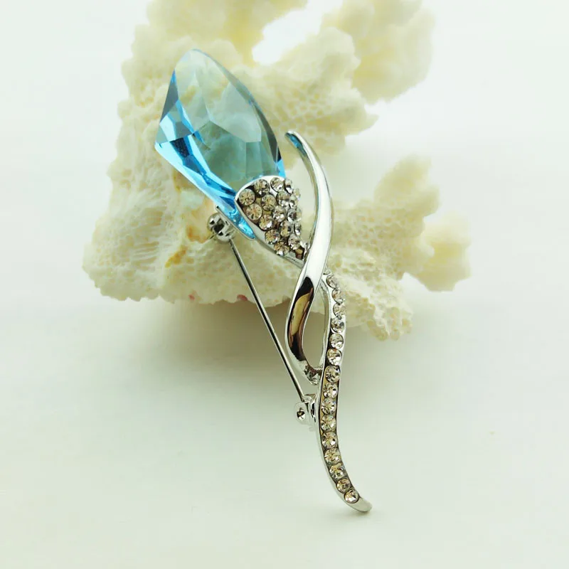 MS betti уникальные swarovski c кристаллами, в форме цветка брошь для модных женщин хиджаб шпильки для муслина - Окраска металла: Aquamarine