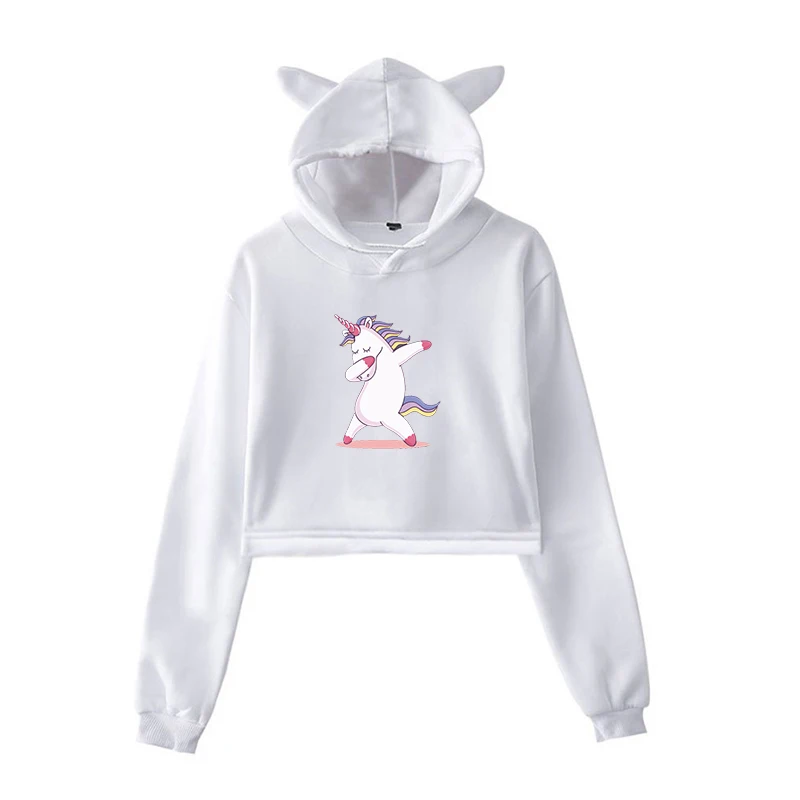 Harajuku толстовки DAB Единорог Kawaii Толстовка Розовый пуловер Одежда для девочек уличная женская одежда зимние топы с длинными рукавами