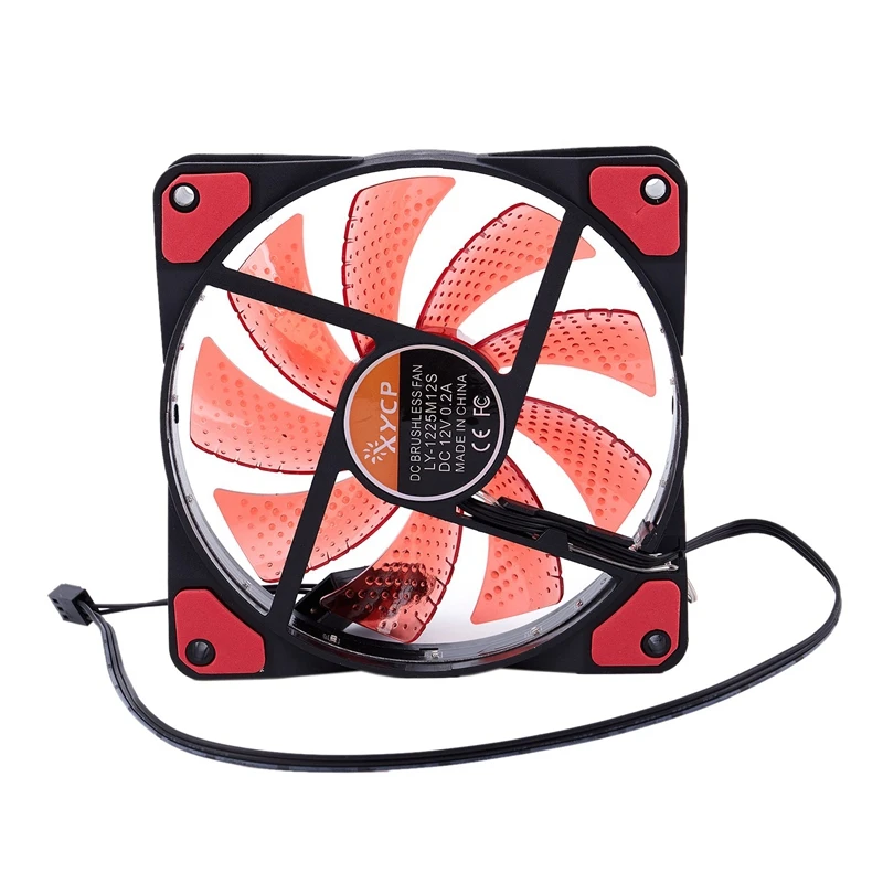 2 Pc 15 Lights LED PC Computer Chassis Fan Case Heatsink Cooler Cooling Fan DC 12V 4P 120X120X25Mm, Red& Green