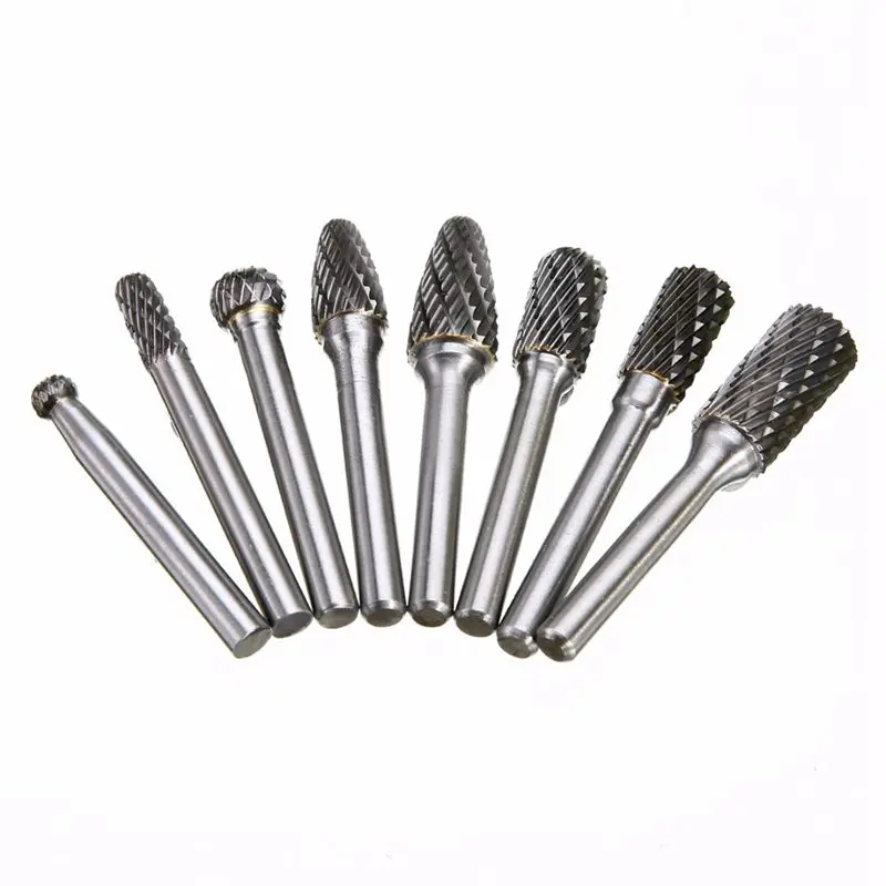 

8pcs/set 1/4 Inch 6mm Tungsten Carbide Burr Bits Rotary Files CNC Engraving Tool Set For Power Tool