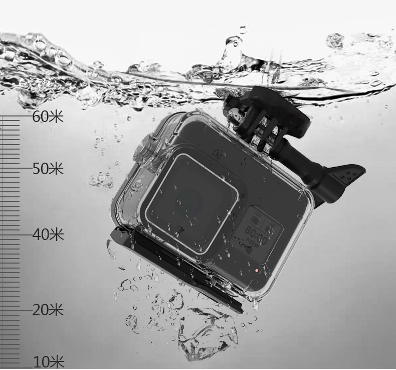 Для Gopro Hero 8, черный, аксессуары, водонепроницаемый чехол, корпус, 60 м, фильтр для дайвинга+ красный, розовый, фиолетовый, подводный корпус, набор для дайвинга