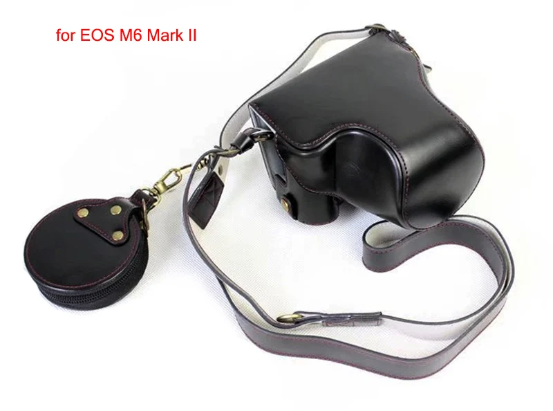 EOS M6 II Black Чехол из искусственной кожи для камеры Canon EOS M6 II M6 Markii M6II, защитный чехол с плечевым ремнем - Цвет: EOS M6 II Black