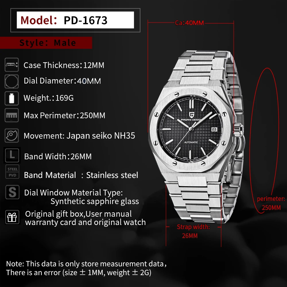PAGANI DESIGN New 2021 Men's 40mm Stainless Steel Clock Seiko NH35A Automatic Date 100m Waterproof Wristwatch Relogio Masculino PAGANI DESIGN New 2021 Men's 40mm Stainless Steel Clock Seiko NH35A Automatic Date 100m Waterproof Wristwatch Relogio Masculino