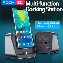 ROCHE USB C MOYEU Pour Téléphone Type-c Docking Station De Support Support PD Charge VGA HDMI 4K 1080P USB3.0 Ethernet RJ45 3.5mm prise audio