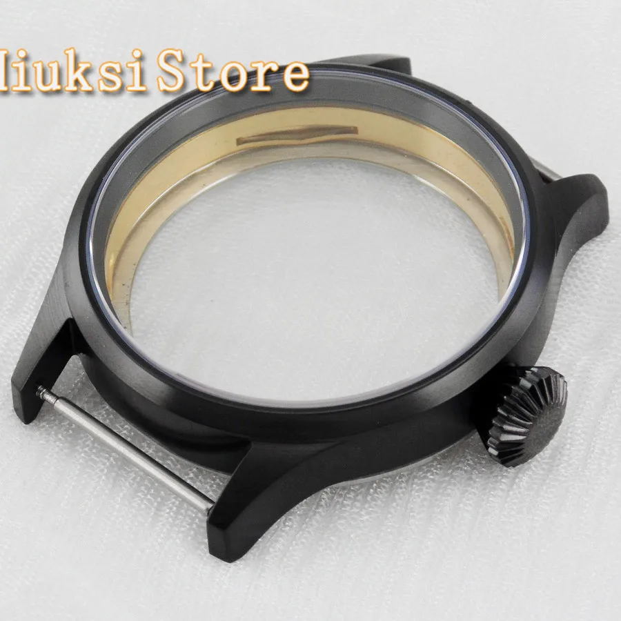 43 мм черная крышка из сапфирового стекла pvd стерильный корпус из нержавеющей стали подходит для ST36 6497 6498 движений