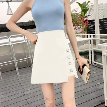 

2020 Spring Summer New Style Black Skirt A- line Skirt High-waisted Slimming Irregular Skirt Skirt WOMEN'S Short Skirt