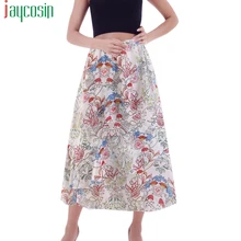 Женская юбка с высокой талией с принтом, длинная юбка с высокой талией, свободная модная женская юбка, Повседневная дышащая женская юбка размера плюс для вечеринки