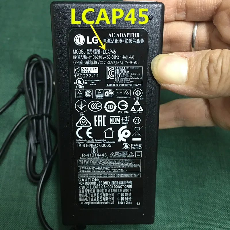 1 шт.-10 шт. для LG 32MB27VQ 32MB28VQ адаптер питания 19 в 2.53A LCAP45 тест, гарантия работы