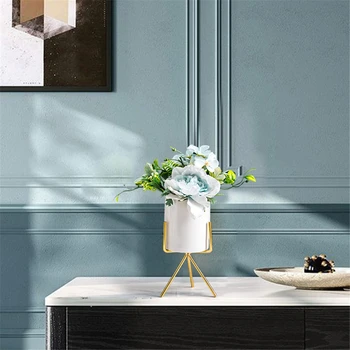 

B-LIFE Decorative Artificial Ivory Rose Floral Arrangement in Square White Ceramic Vase Succulent Plants in Ceramic Pots