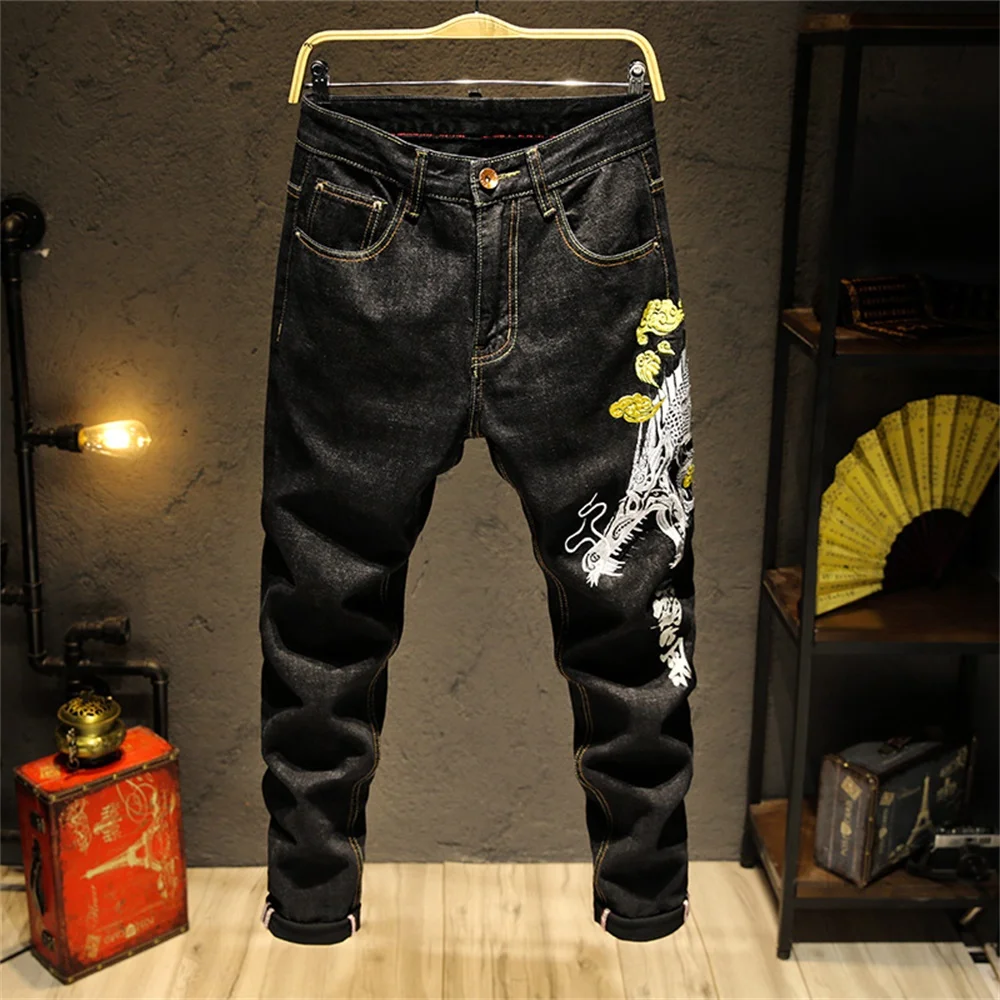 EH·MD® Embroidered Dragon Jeans Men's 