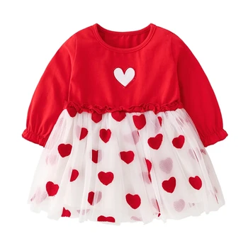 

Newborn Baby Girls Stitching Heart Pattern Dress