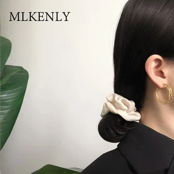 

MLKENLY 925 sterling silver line cross simple elegant fashion temperament golden ring earrings for women fine jewelry