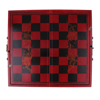 

Resin Chess Set, Imitation Wooden Folding Chess and Checkers Board Game Educational Toys for Kids and Adults